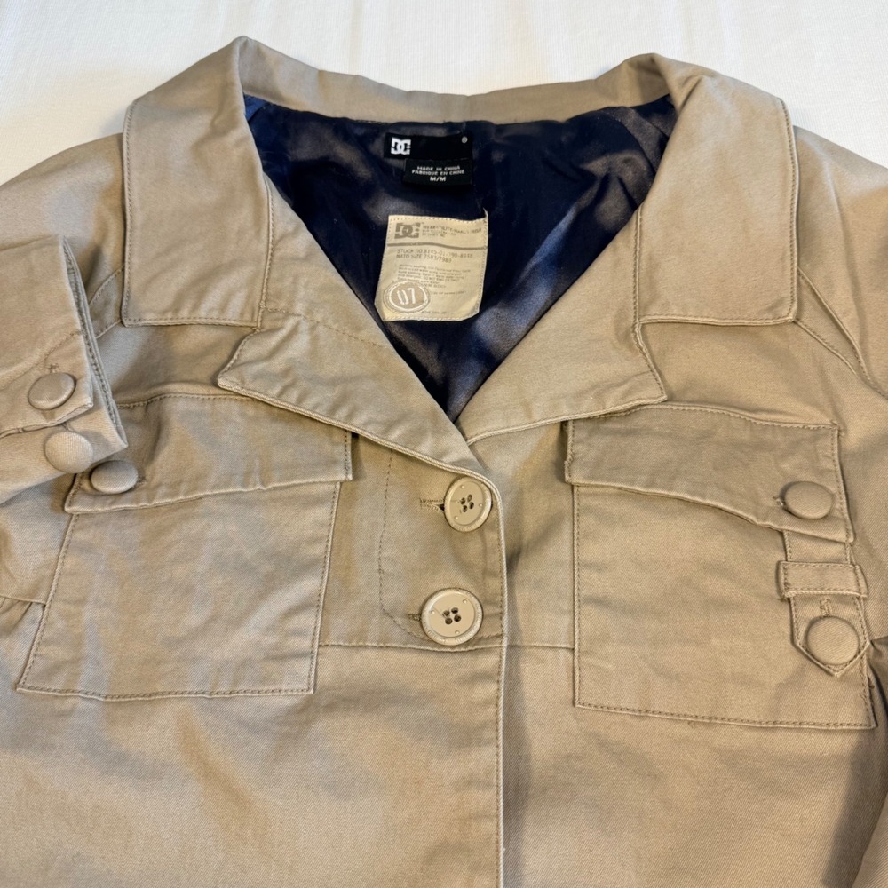 DC Shoes M Utility Luxe Safari Jacket Y2K Military Cargo Cropped Khaki Read Des. - Picture 9 of 16